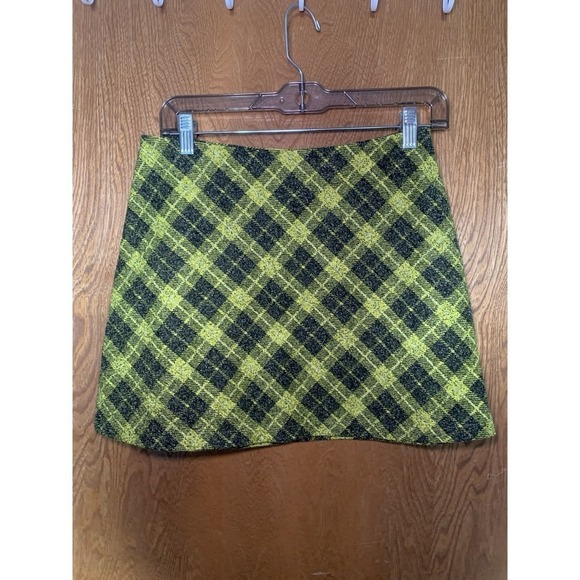 Zara Dresses & Skirts - Zara Women's Mini Skirt M Yellow Black Plaid Checkered Short Mini 90s Clueless